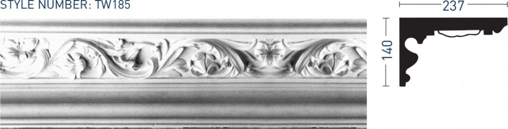 Enriched Cornice TW185 - Thomas & Wilson London Cornicing Coving Plasterwork